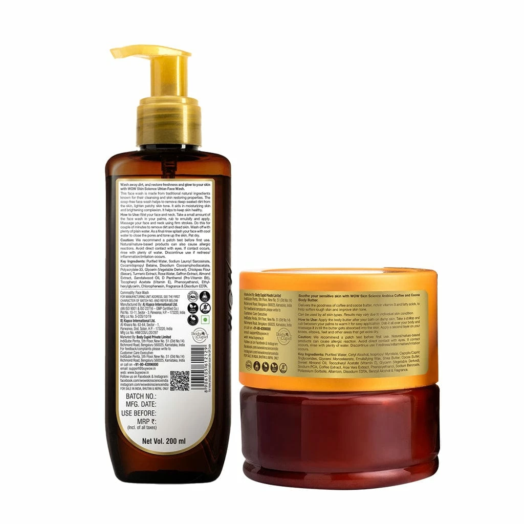WOW Skin Science Combos Ubtan Face Wash + Arabica Coffee And Cocoa Body Butter