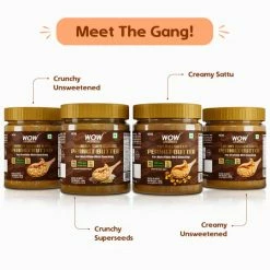 WOW Skin Science Crunchy Unsweetened Peanut Butter - 500 GM