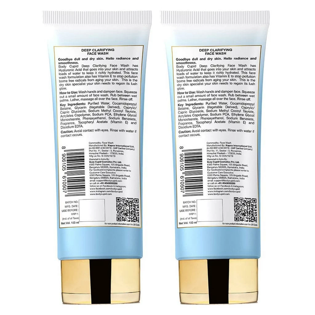 Skin Deep Clarifying Face Wash - Powered With Hyaluronic Acid & Vitamin E By Body Cupid