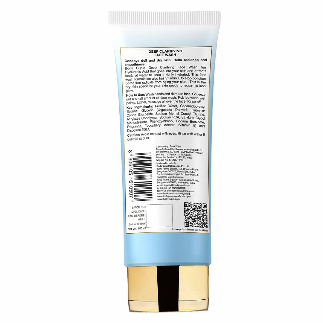 Skin Deep Clarifying Face Wash - Powered With Hyaluronic Acid & Vitamin E By Body Cupid