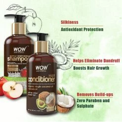 WOW Skin Science Apple Cider Vinegar Shampoo + Coconut Hair Conditioner - 600mL Hair Combo Kit