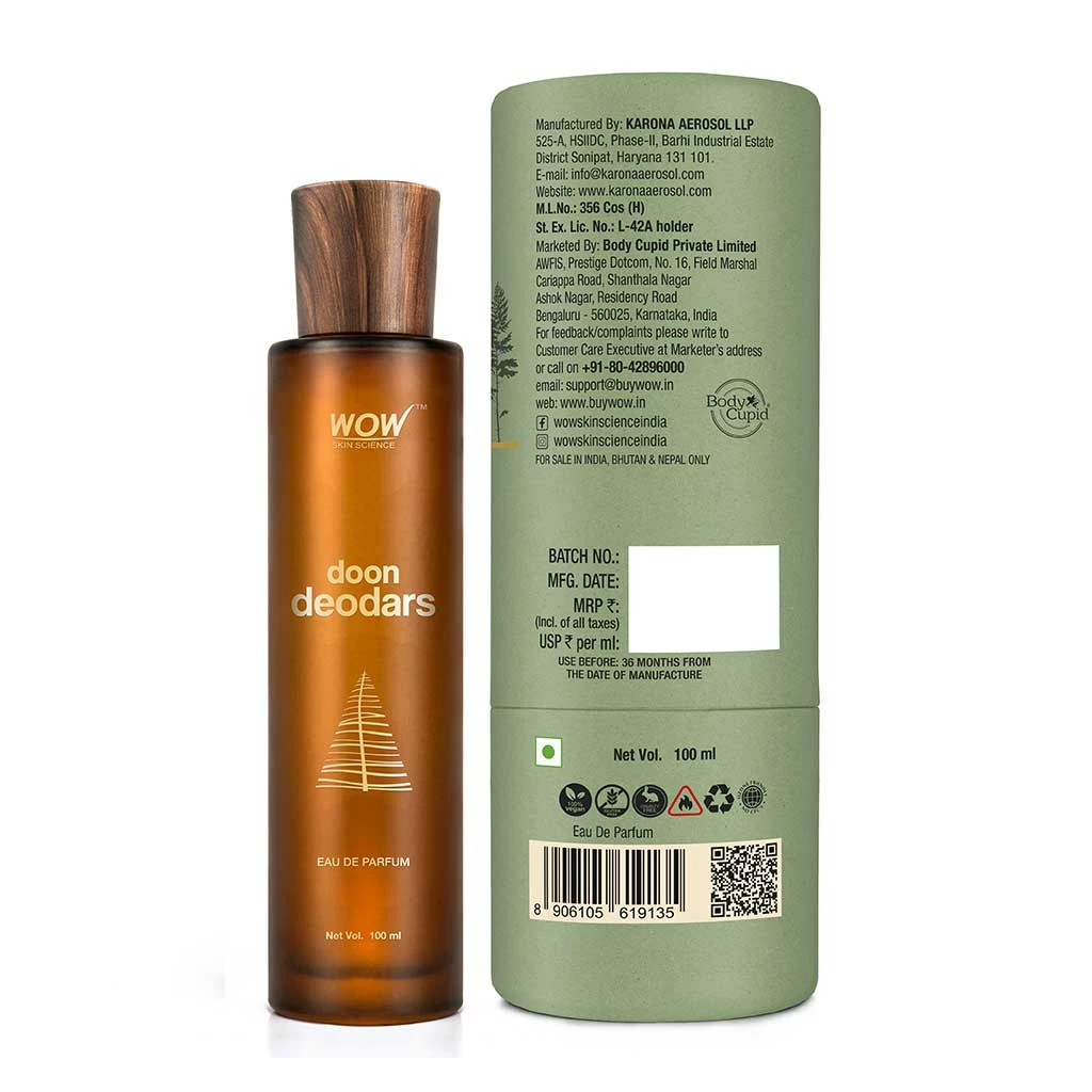 WOW Skin Science New Launch Eau De Parfum Doon Deodars - Crisp And Woody All Day Fragrance - Long Lasting & Unisex Perfume