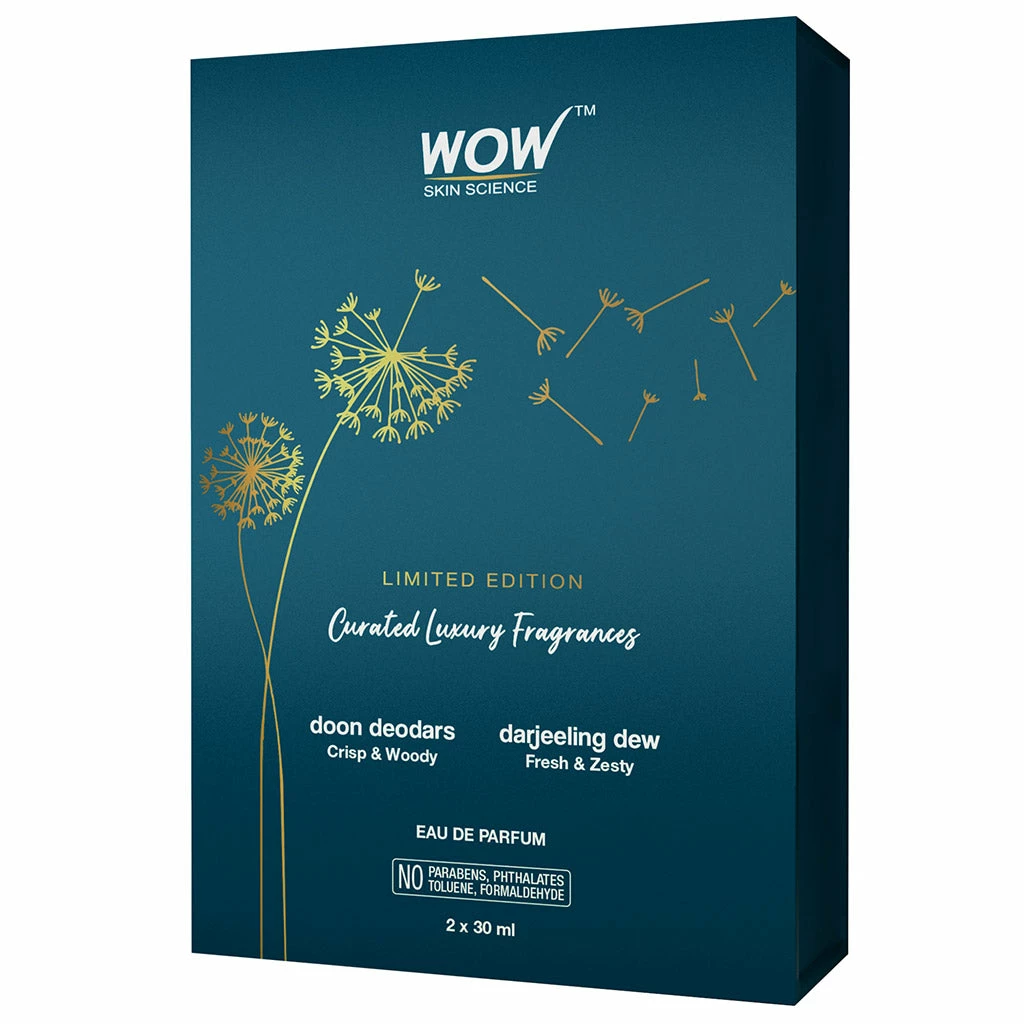 WOW Skin Science Eau De Parfum Doon Deodars & Darjeeling Dew - All Day Fragrance, Long Lasting & Unisex Perfume - Pack Of 2, 30ml X 2 Gift Sets