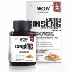 WOW Life Science Korean Ginseng Root Extract Capsules - 400 MG - 60 Vegetarian Caps