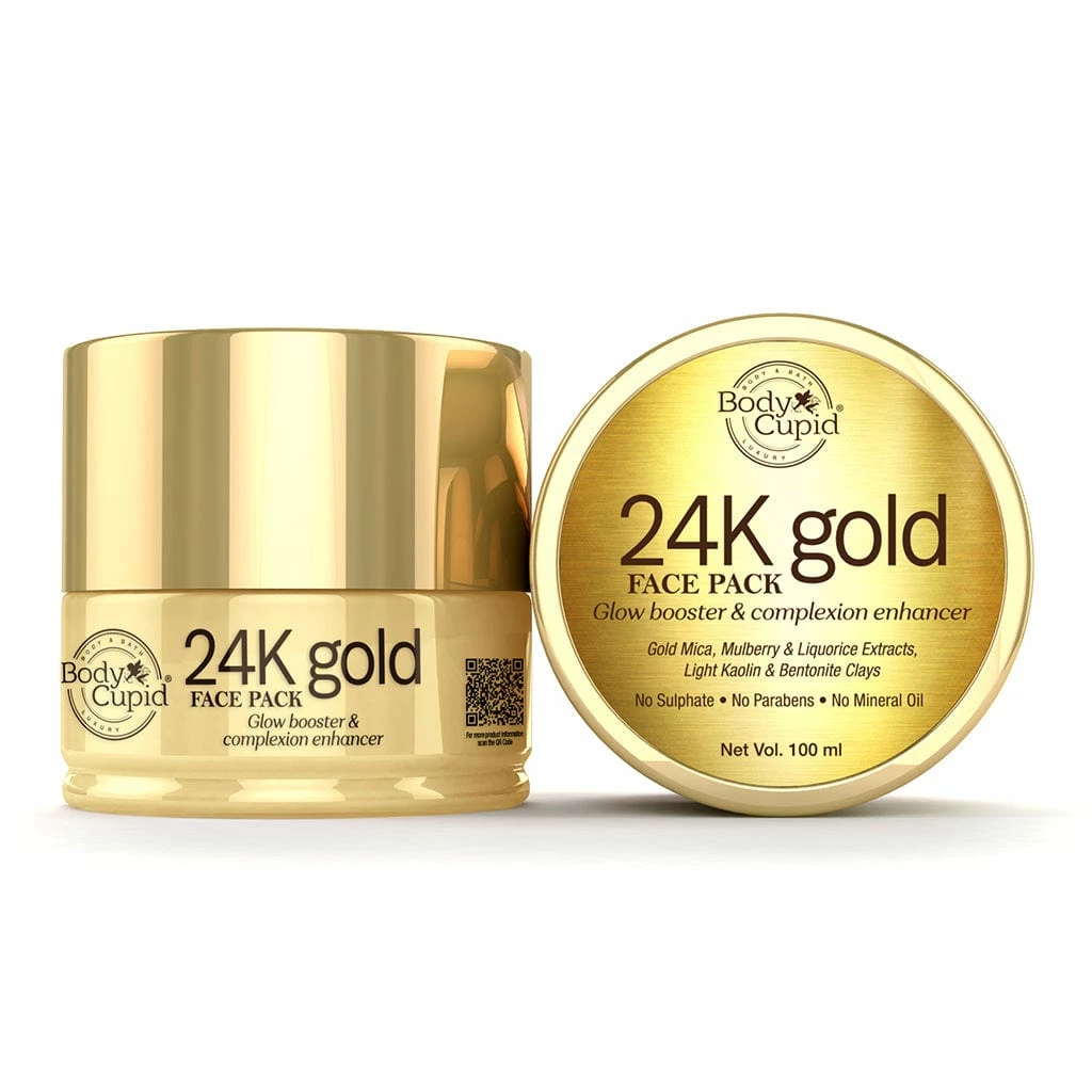 24K Gold Face Pack - With Gold Mica Powder And Mulberry & Liquorice Extract - Glow Booster & Complexion Enhancer By Body Cupid - 100 Ml