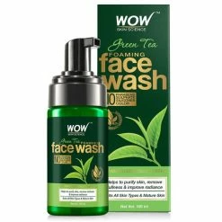 Wow Skin Science Green Tea Foaming Face Wash - With Green Tea & Aloe Vera Extract - For Purifying Skin, Improving Radiance - No Parabens, Sulphate, Silicones & Color - 100 Ml