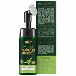 WOW Skin Science Make Up Remover Green Tea Makeup Remover With Built-In Face Brush (MICELLAR) - No Parabens, Sulphate, Silicones, Mineral Oil, Color - 150mL