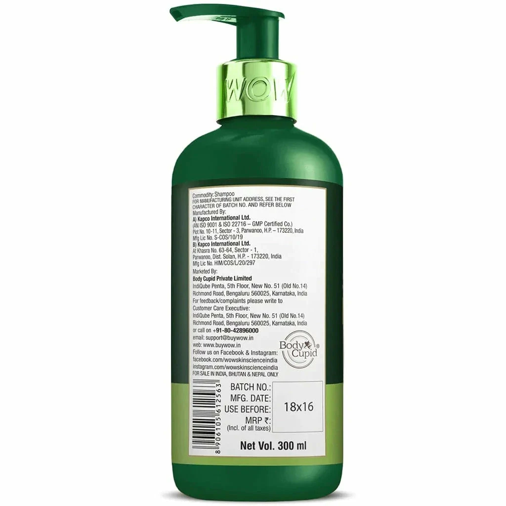 WOW Skin Science Green Tea & Tea Tree Anti Dandruff Shampoo For Dandruff, Hair Fall & Itchy Scalp
