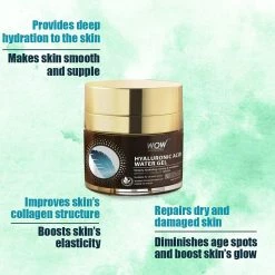 WOW Skin Science Hyaluronic Acid Water Gel For Hydration, Toning - With Hyaluronic Acid & Vitamins B5 & E - For All Skin Types - No Parabens, Silicones, Color, Mineral Oil & Synthetic Fragrance - 50 Ml