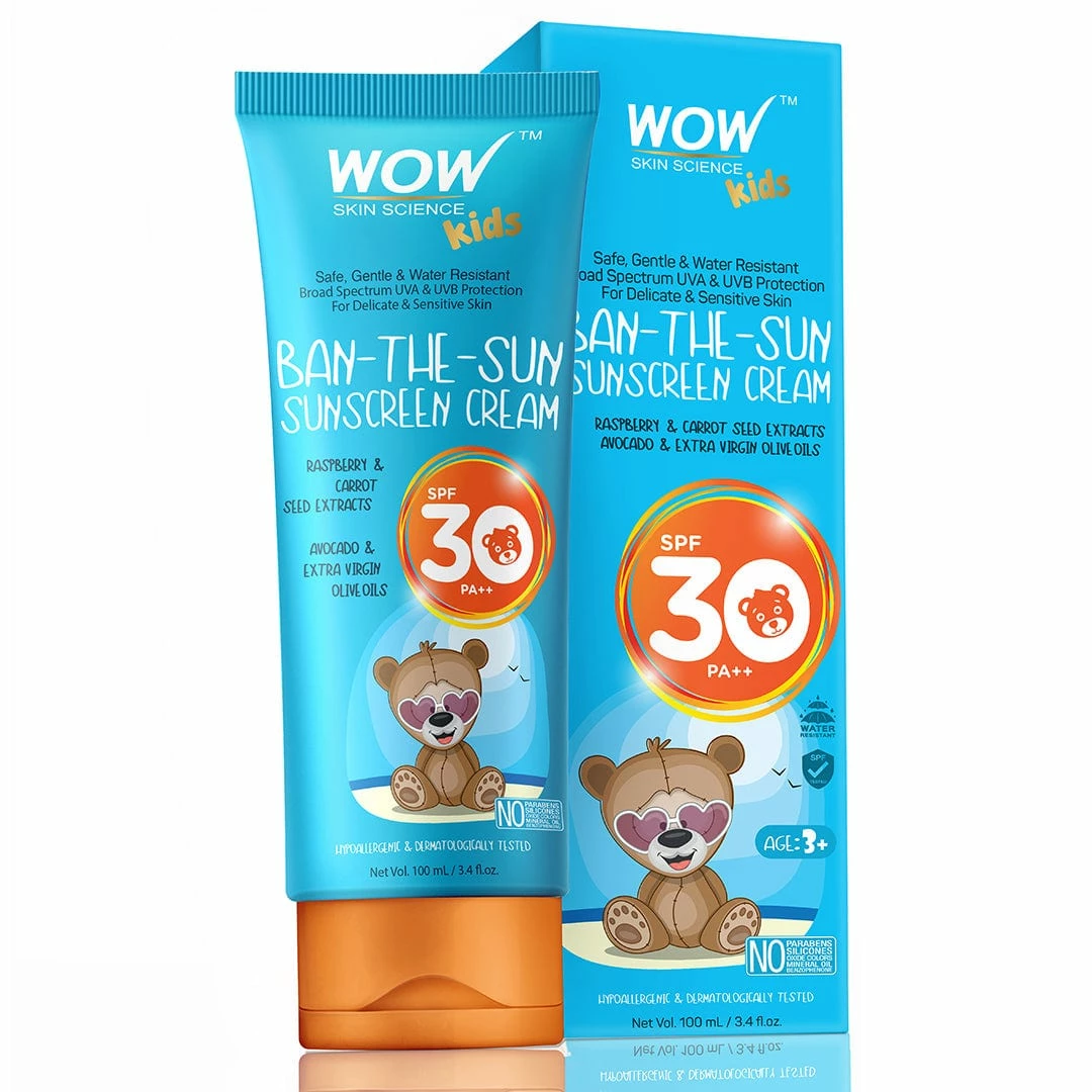 WOW Skin Science Mother & Child Kids Ban-The-Sun Sunscreen Cream Spf 30 Pa++ - No Parabens, Silicones, Oxide Color, Mineral Oil And Benzophenone - 100 Ml
