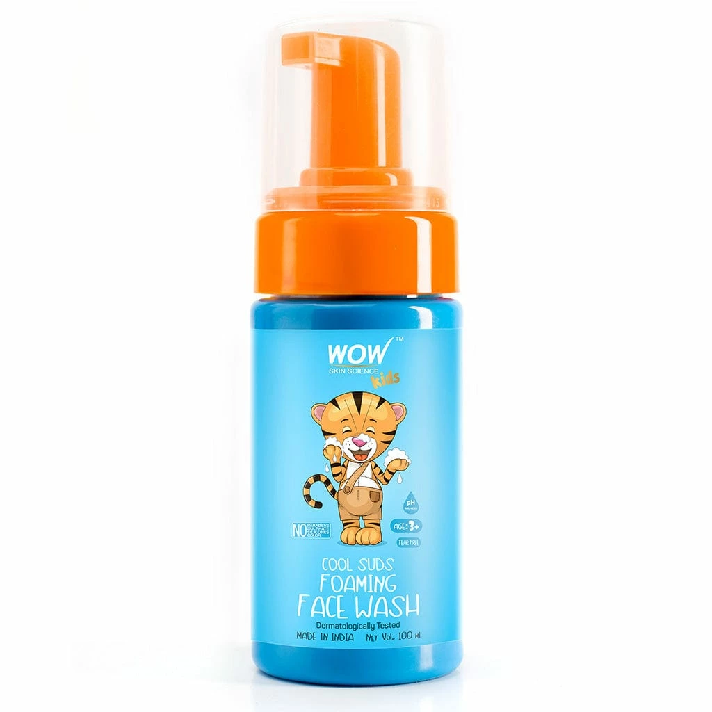 WOW Skin Science Cool Suds Foaming Face Wash With Aloe Barbadensis Leaf & Calendula Flower Extract - Tear Free - No Parabens, Sulphates, Silicones & Color - 100 Ml Mother & Child