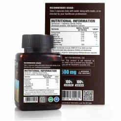 WOW Life Science Nutrition L-Arginine Amino Acid Capsules 500mg - 60 Vegetarian Caps