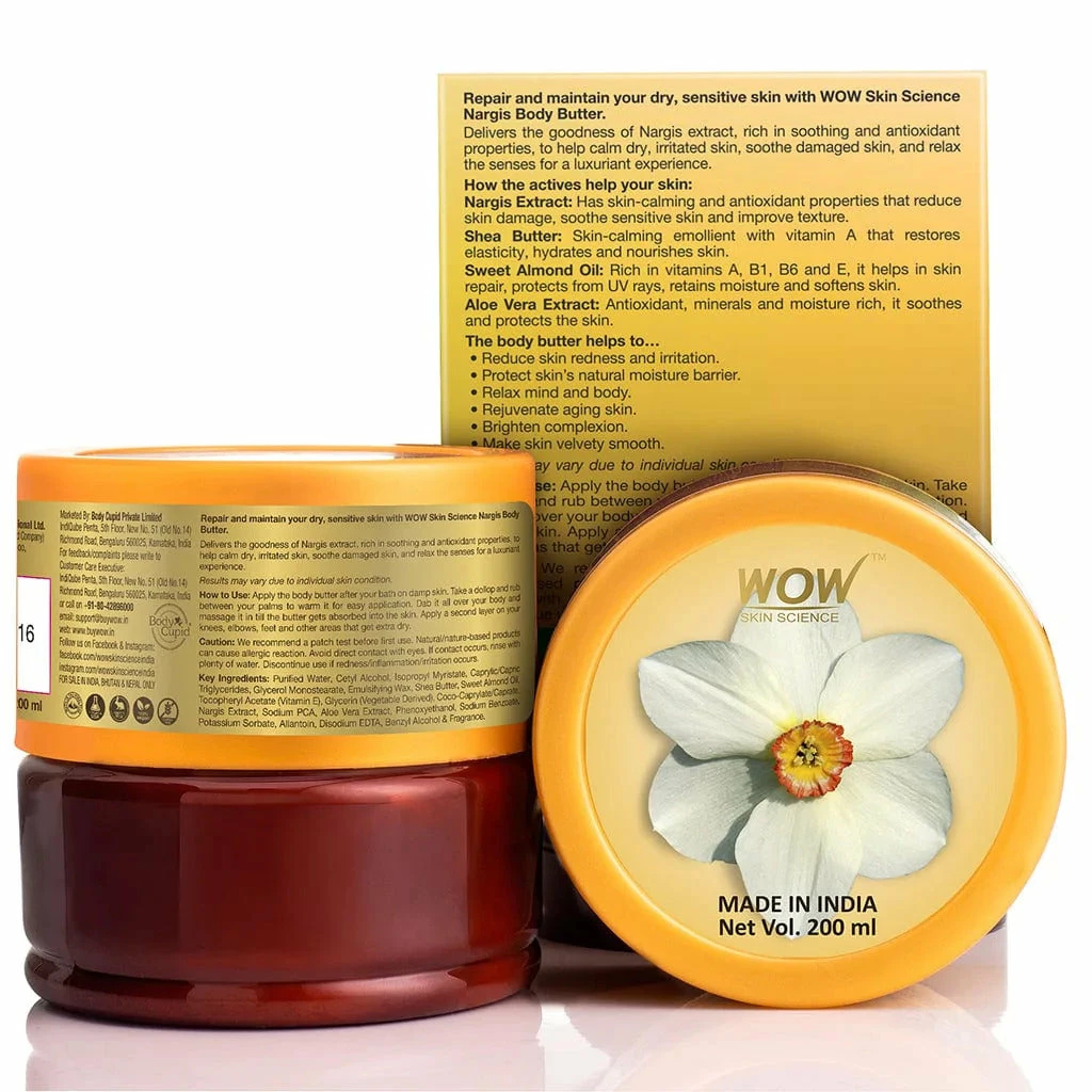 WOW Skin Science Nargis Body Butter - No Parabens, Silicones, Mineral Oil & Color - 200 Ml Bath & Body