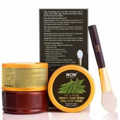 WOW Skin Science Anti-Acne Neem & Tea Tree Clay Face Mask - 200 Ml