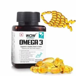 WOW Life Science Omega-3 Fish Oil 1300mg High Strength Capsules With 550mg EPA + 350mg DHA Nutrition