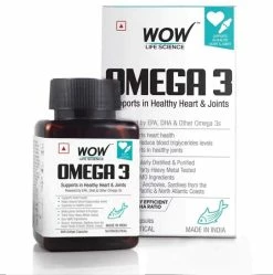 WOW Life Science Omega-3 Fish Oil 1300mg High Strength Capsules With 550mg EPA + 350mg DHA Nutrition