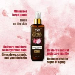 WOW Skin Science Red Onion Skin Mist Toner With Red Onion Seed, Witch Hazel & Aloe Vera Extracts, Black Seed Oil - For All Skin Types