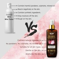 WOW Skin Science Red Onion Skin Mist Toner With Red Onion Seed, Witch Hazel & Aloe Vera Extracts, Black Seed Oil - For All Skin Types