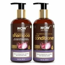 WOW Skin Science Red Onion Black Seed Oil Shampoo & Conditioner Kit With Red Onion Seed Oil Extract, Black Seed Oil & Pro-Vitamin B5 (Shampoo + Conditioner)