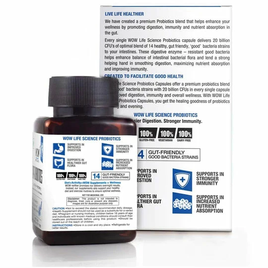WOW Life Science Nutrition Probiotics Capsules For Easier Digestion & Stronger Immunity