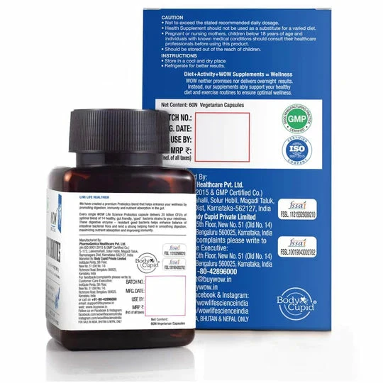 WOW Life Science Nutrition Probiotics Capsules For Easier Digestion & Stronger Immunity