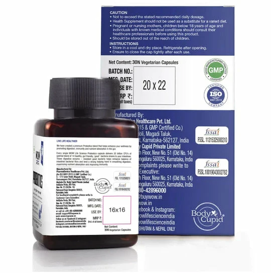 WOW Life Science Nutrition Probiotics Capsules For Easier Digestion & Stronger Immunity