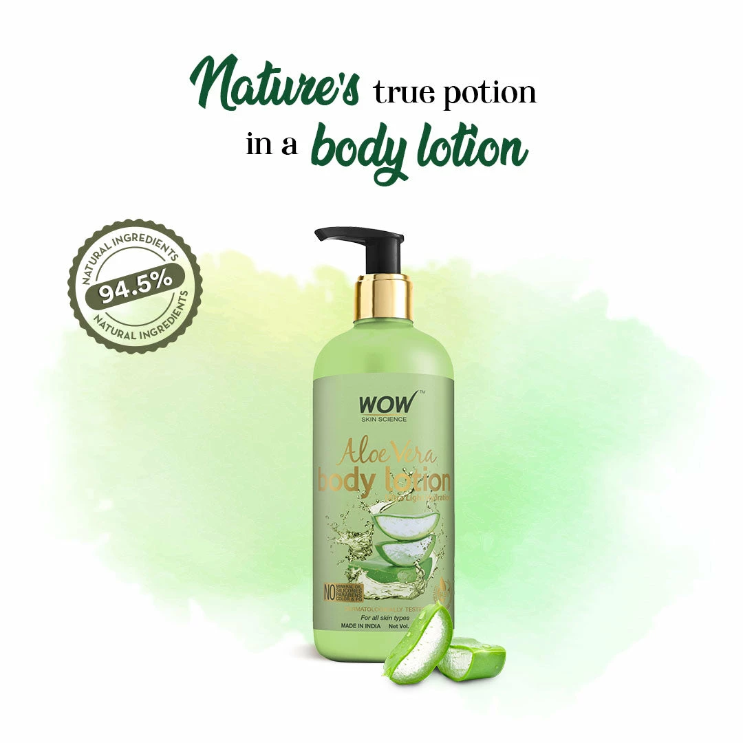 WOW Skin Science Aloe Vera Body Lotion (Ultra Light) For Dry Skin Bath & Body