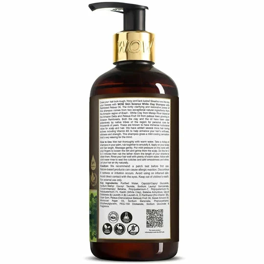 WOW Skin Science Hair Amazon Rainforest White Clay Shampoo With Rainforest Pataua Oil - 300 Ml