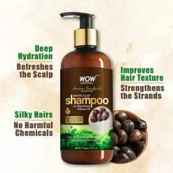 WOW Skin Science Hair Amazon Rainforest White Clay Shampoo With Rainforest Pataua Oil - 300 Ml
