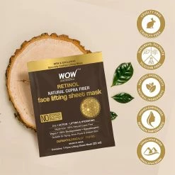 WOW Skin Science Retinol Natural Cupra Fiber Face Lifting Sheet Mask - Boosts Collagen, Reduces Fine Lines & Even Out Complexion