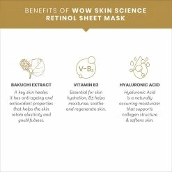 WOW Skin Science Retinol Natural Cupra Fiber Face Lifting Sheet Mask - Boosts Collagen, Reduces Fine Lines & Even Out Complexion