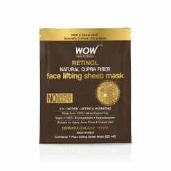 WOW Skin Science Retinol Natural Cupra Fiber Face Lifting Sheet Mask - Boosts Collagen, Reduces Fine Lines & Even Out Complexion