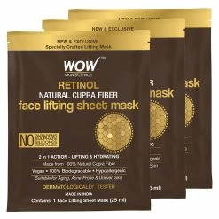 WOW Skin Science Retinol Natural Cupra Fiber Face Lifting Sheet Mask - Boosts Collagen, Reduces Fine Lines & Even Out Complexion