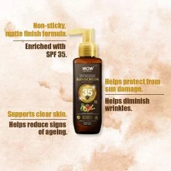WOW Skin Science Sunscreen Matte Finish - SPF 35 PA++ - Daily Broad Spectrum - UVA &UVB Protection - Quick Absorb - For All Skin Types - No Parabens, Silicones, Mineral Oil, Oxide, Color & Benzophenone - 100 Ml