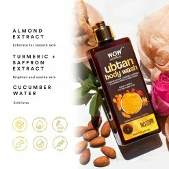 WOW Skin Science Bath & Body Ubtan Body Wash With Chickpea Flour, Almond Extract, Saffron & Turmeric Extracts