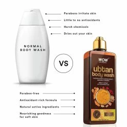 WOW Skin Science Bath & Body Ubtan Body Wash With Chickpea Flour, Almond Extract, Saffron & Turmeric Extracts