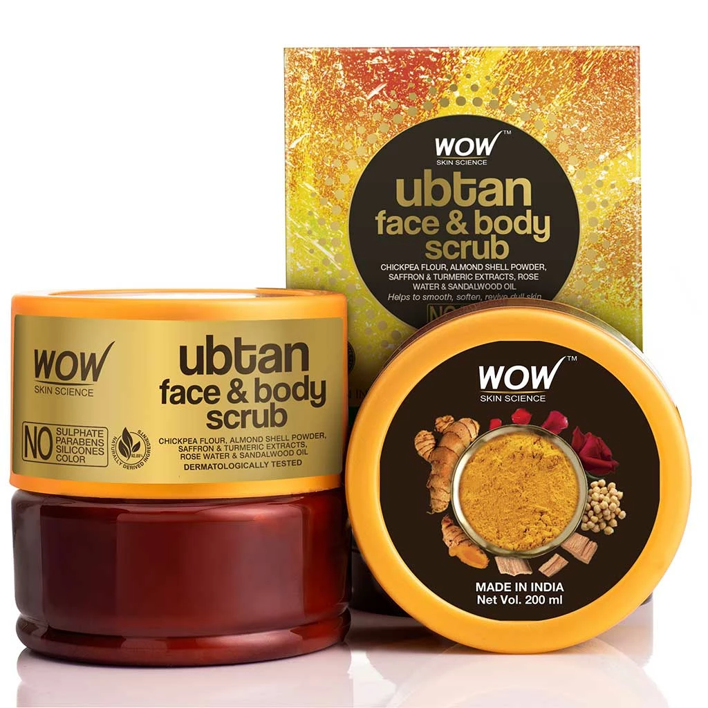 WOW Skin Science Ubtan Face & Body Scrub For Tan Removal & Glowing Skin - 200 Ml