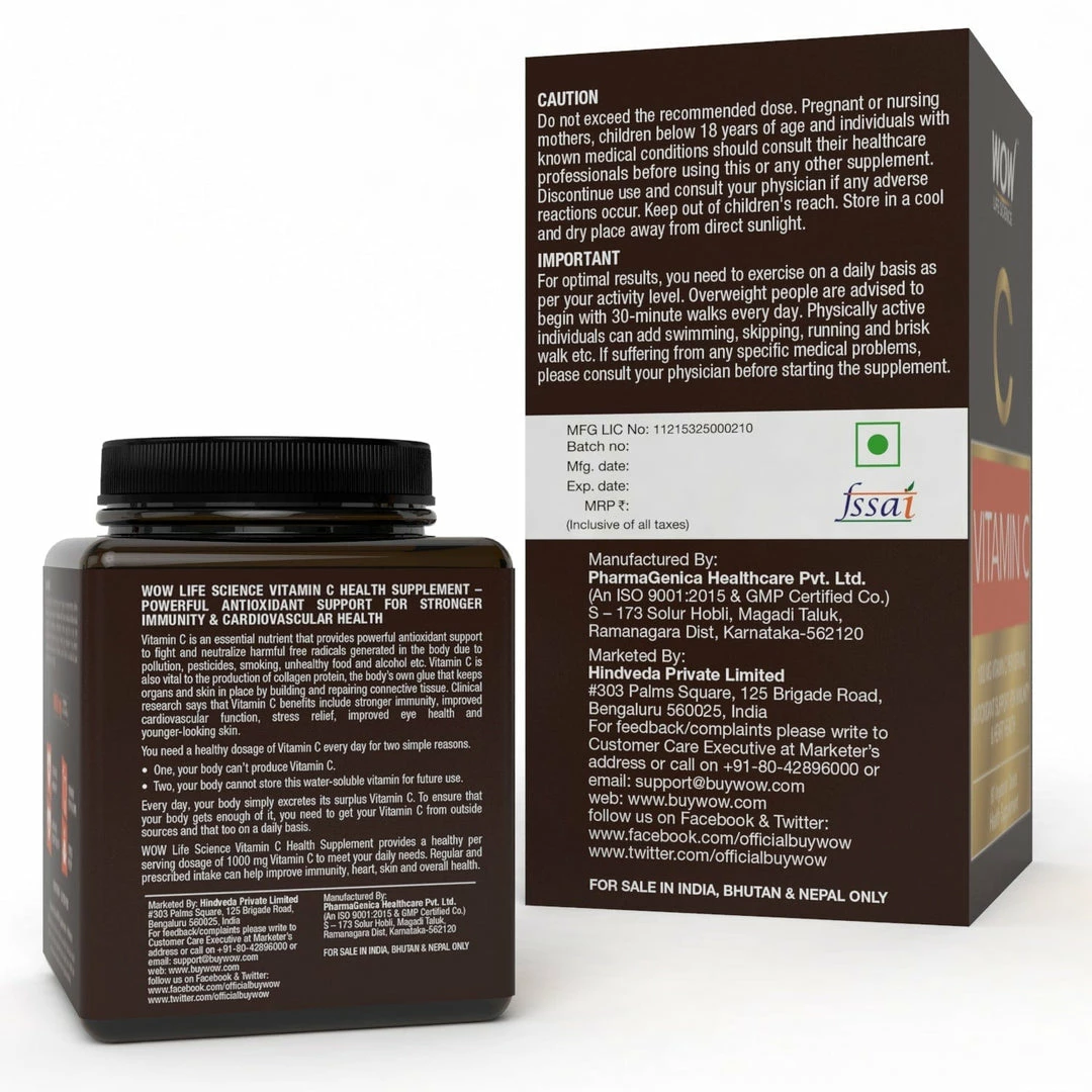 WOW Life Science Nutrition Vitamin C 60 Capsules