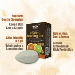 WOW Skin Science Brightening Vitamin C Bathing Bar - With Vitamin C, Lemon & Orange Oils - Pack Of 3