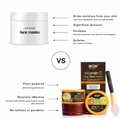 WOW Skin Science Vitamin C Clay Face Mask For Dullness, Skin Brightening & Pore Cleansing - For All Skin Types - 200ml