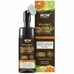 WOW Skin Science Vitamin C Makeup Remover - Cleansing, Removes Makeup, Even Out Skin Tone - With Built-In Face Brush (MICELLAR) - 150mL Make Up Remover